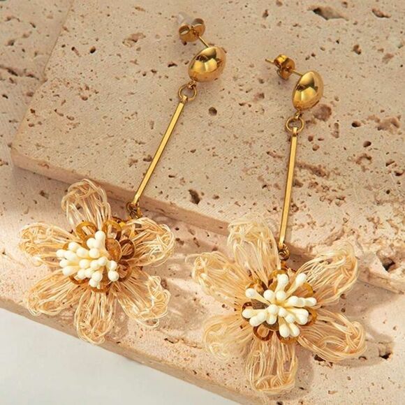 bohemian flower drop earrings A417 - Picture 1 of 4